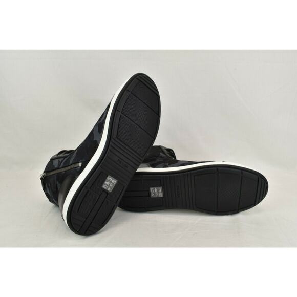 PRADA 4T2842 CAMOUFLAGE FABRIC BLACK BLUE LOGO LACE UP ZIP SNEAKERS 7 US 8 - Picture 11 of 12